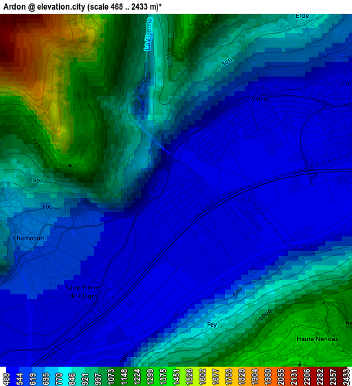 Ardon elevation map