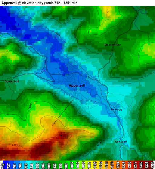 Appenzell elevation map