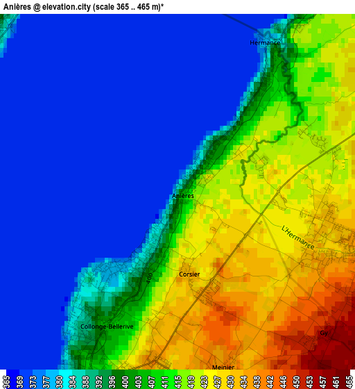 Anières elevation map
