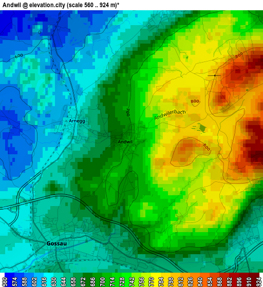 Andwil elevation map