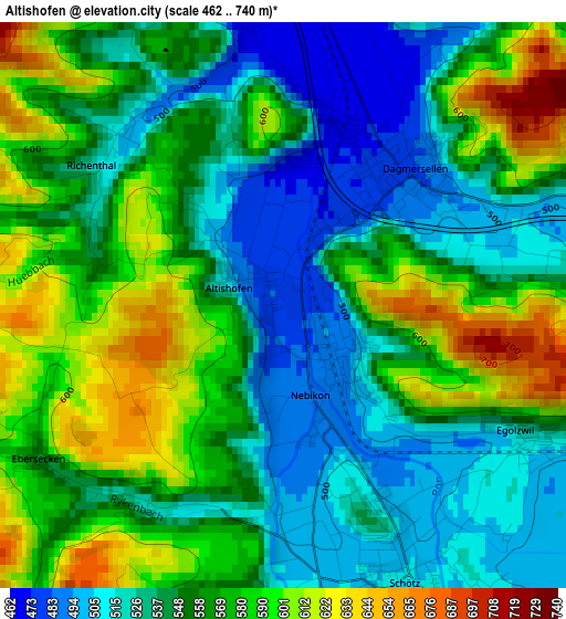 Altishofen elevation map