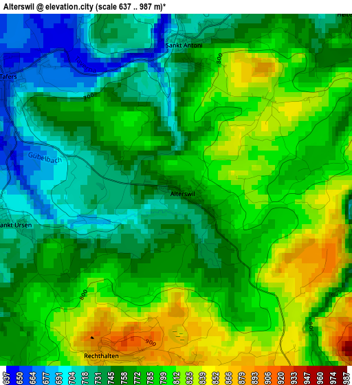 Alterswil elevation map