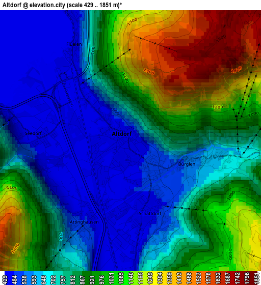 Altdorf elevation map