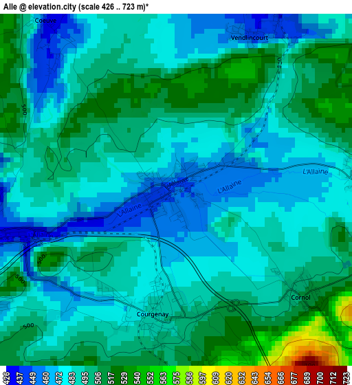 Alle elevation map