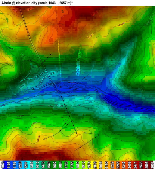 Airolo elevation map