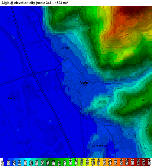 Aigle elevation map