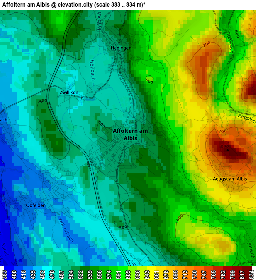 Affoltern am Albis elevation map