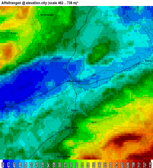 Affeltrangen elevation map