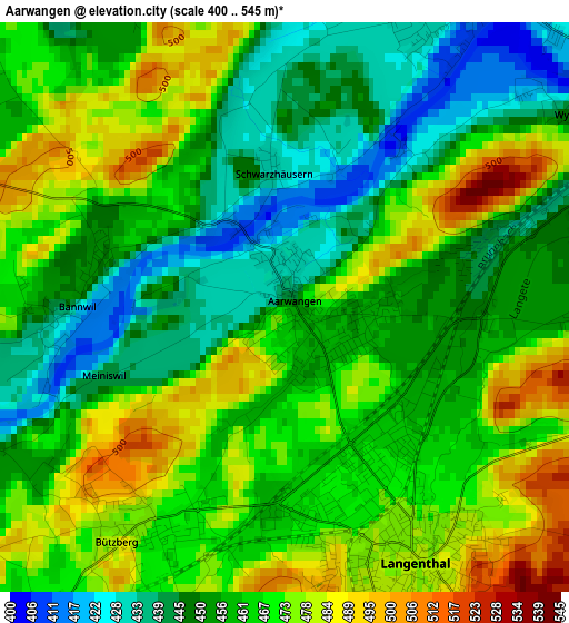 Aarwangen elevation map