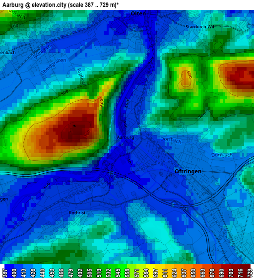 Aarburg elevation map