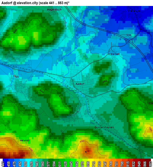 Aadorf elevation map