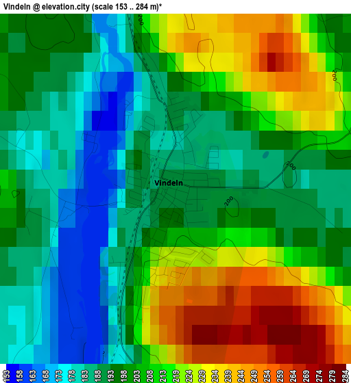 Vindeln elevation map