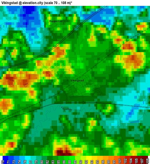 Vikingstad elevation map