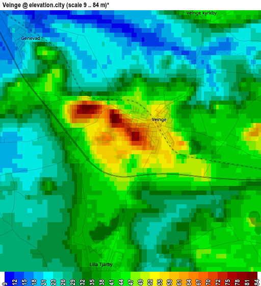 Veinge elevation map