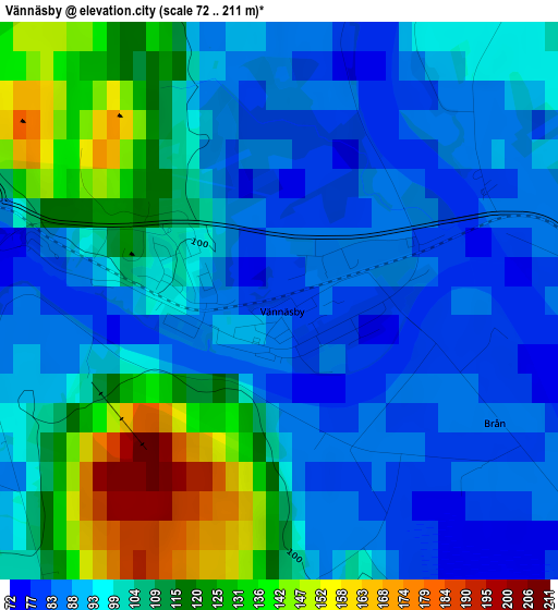 Vännäsby elevation map