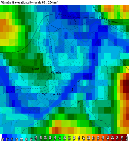 Vännäs elevation map