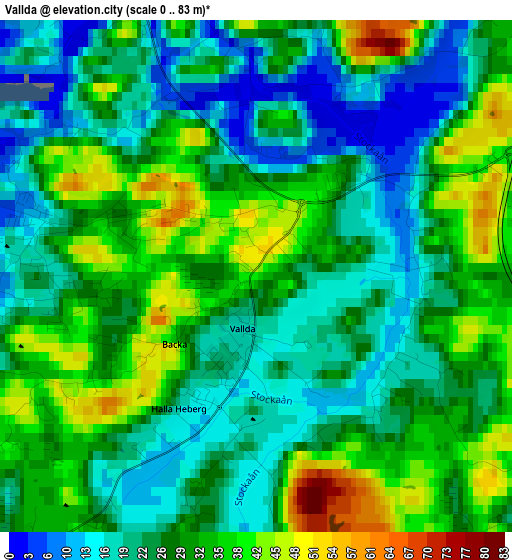 Vallda elevation map