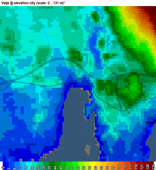 Valje elevation map