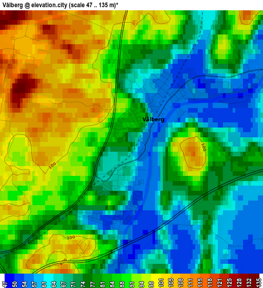 Vålberg elevation map