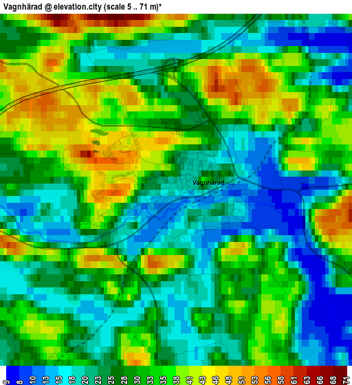 Vagnhärad elevation map