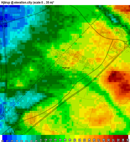 Hjärup elevation map
