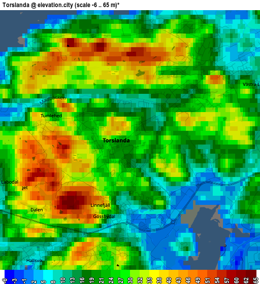 Torslanda elevation map