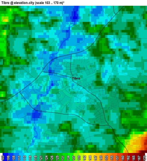 Tibro elevation map