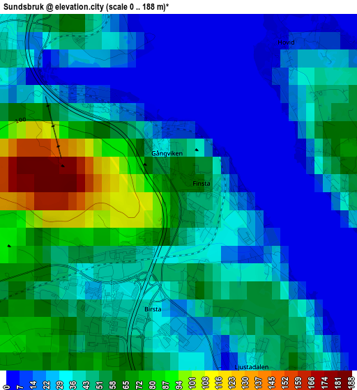 Sundsbruk elevation map