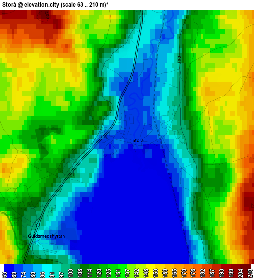 Storå elevation map