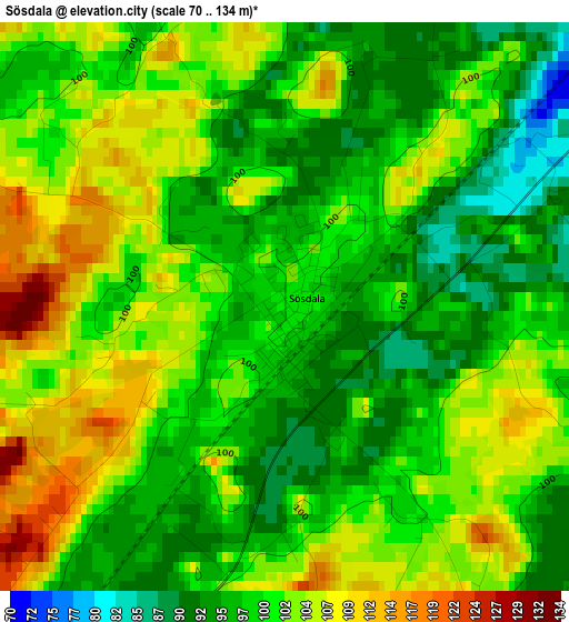 Sösdala elevation map