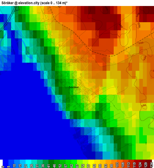 Söråker elevation map