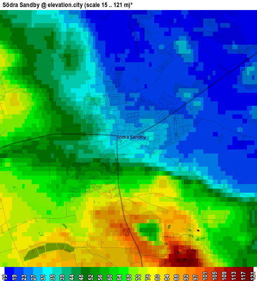 Södra Sandby elevation map