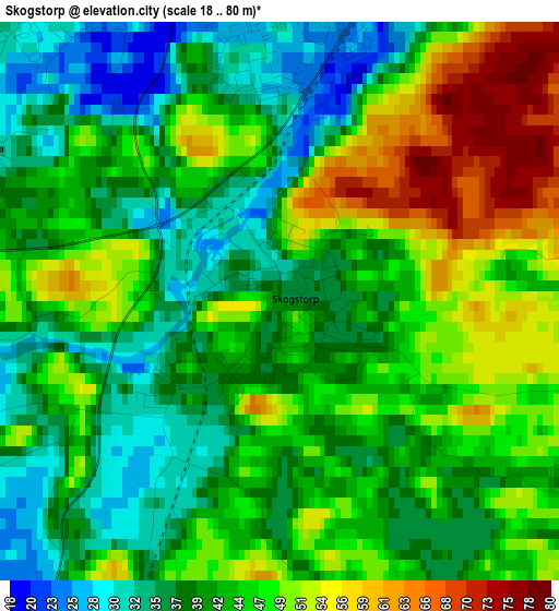 Skogstorp elevation map