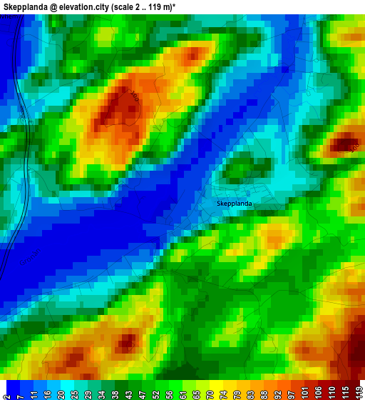 Skepplanda elevation map