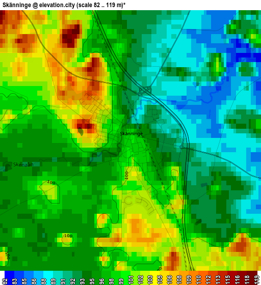 Skänninge elevation map