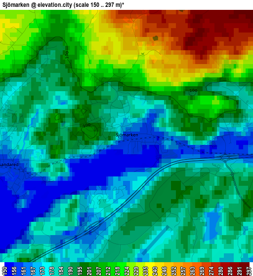 Sjömarken elevation map