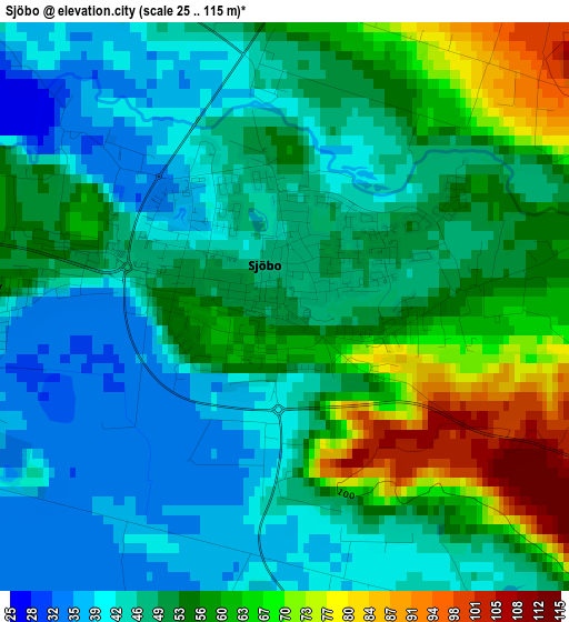 Sjöbo elevation map