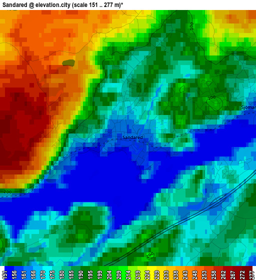 Sandared elevation map