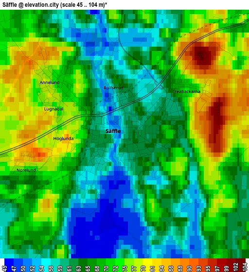 Säffle elevation map