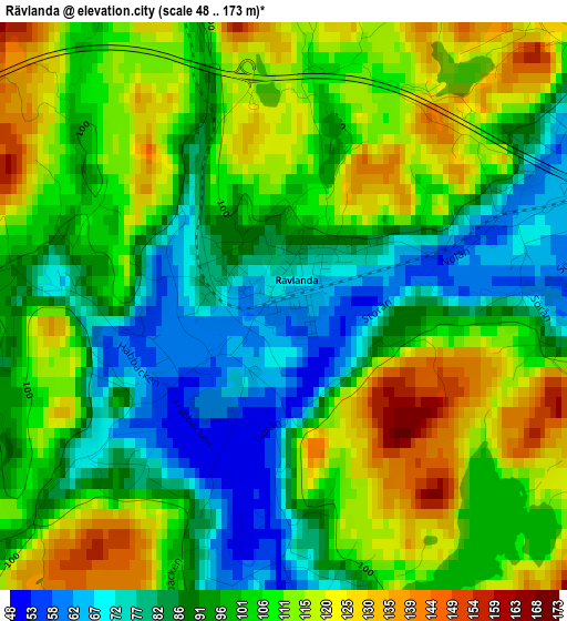 Rävlanda elevation map