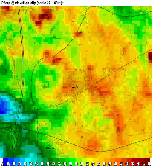 Påarp elevation map