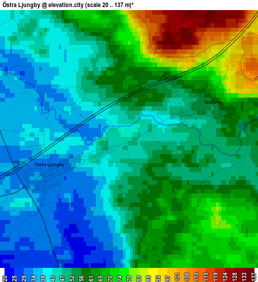 Östra Ljungby elevation map