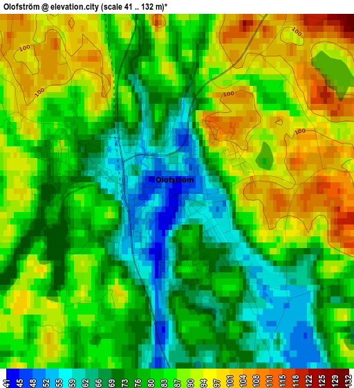 Olofström elevation map