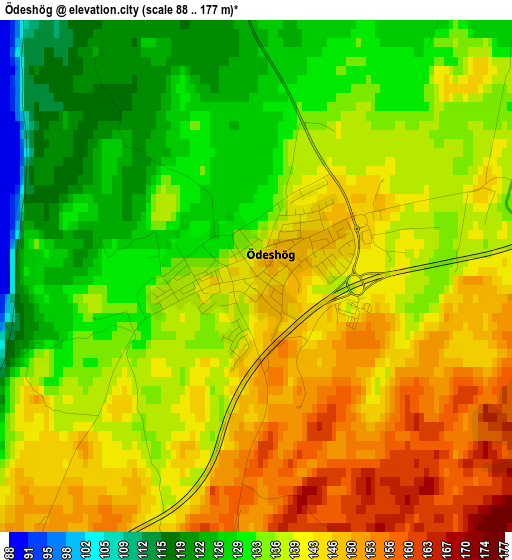 Ödeshög elevation map