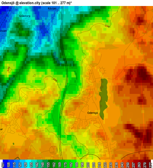 Odensjö elevation map