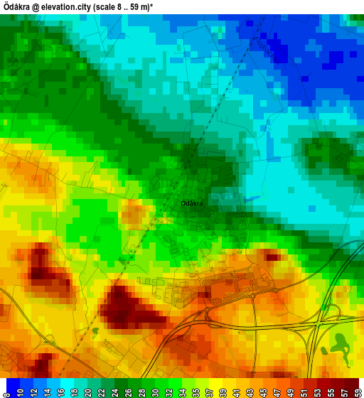 Ödåkra elevation map