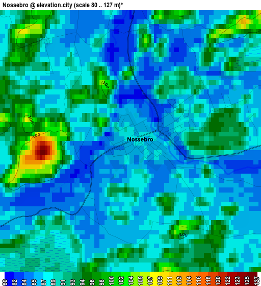 Nossebro elevation map