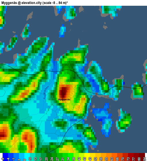 Myggenäs elevation map