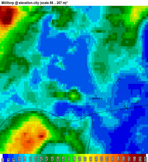 Mölltorp elevation map