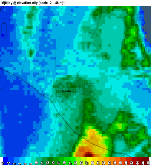 Mjällby elevation map